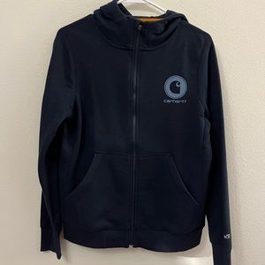 Women’s Carhartt Full Zip Navy Blue Mid-weight Hoodie Sweatshirt